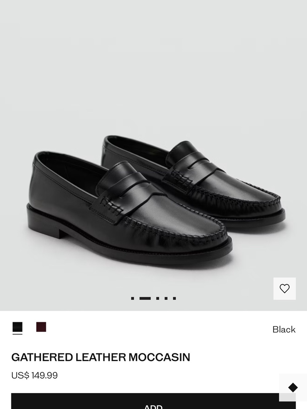 Mango Black Gathered Leather Loafers NWT size 36